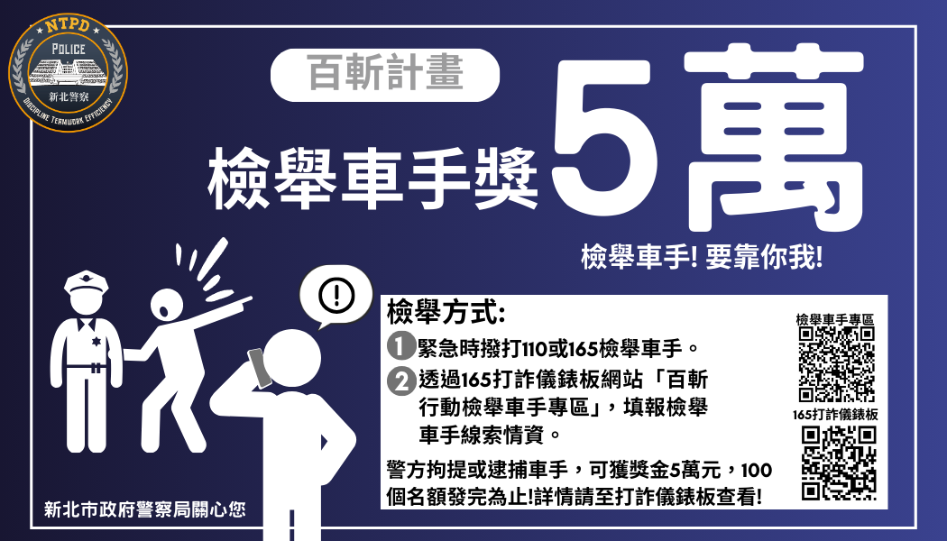 百斬行動獎五萬車手檢舉